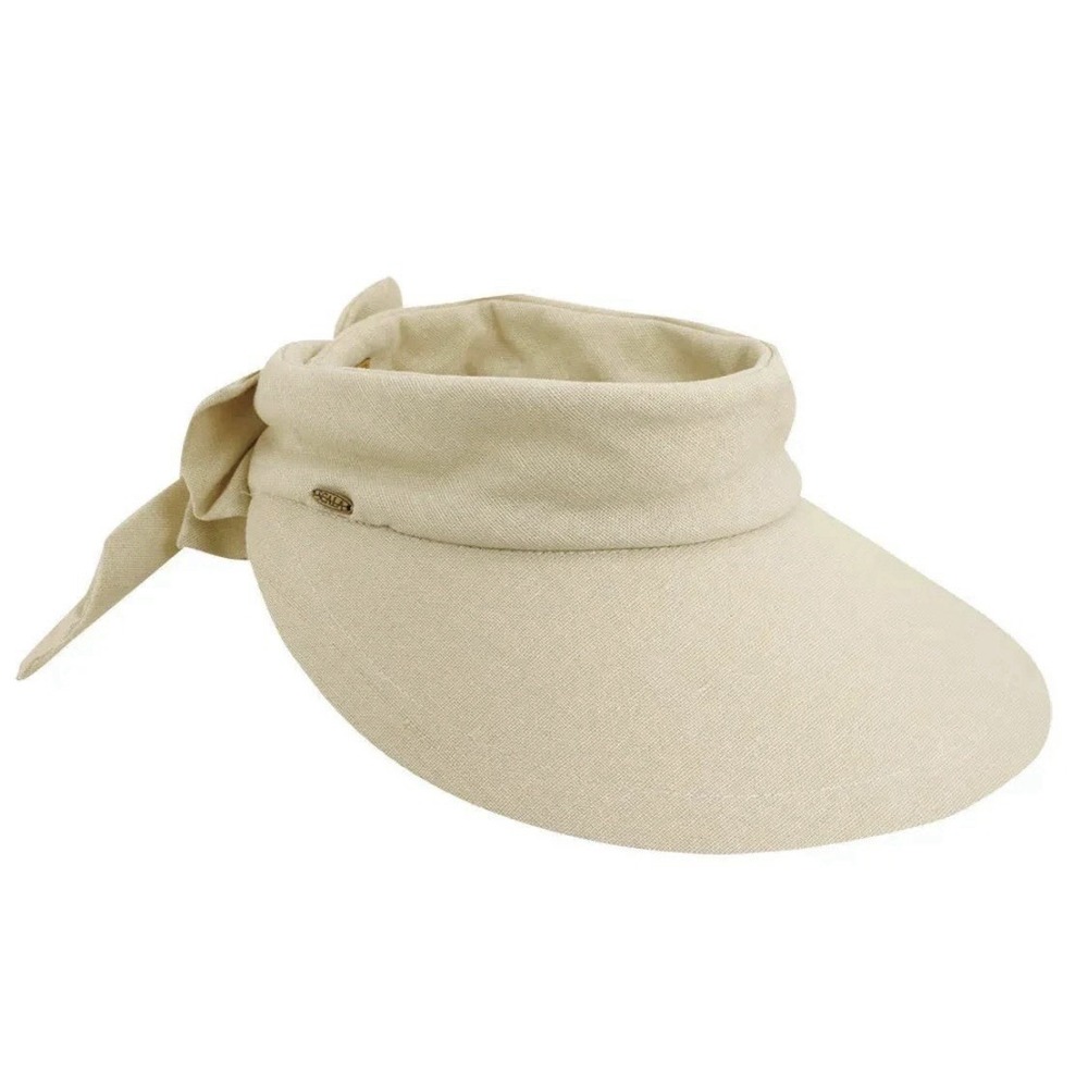 SCALA Women's 100% Cotton Visor Bow Hat with Big Brim Golf Pickleball